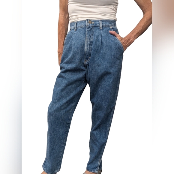 Vintage Lee Mom Jeans High Waisted Tapered Leg 100% Cotton Denim USA 11 - Picture 8 of 14